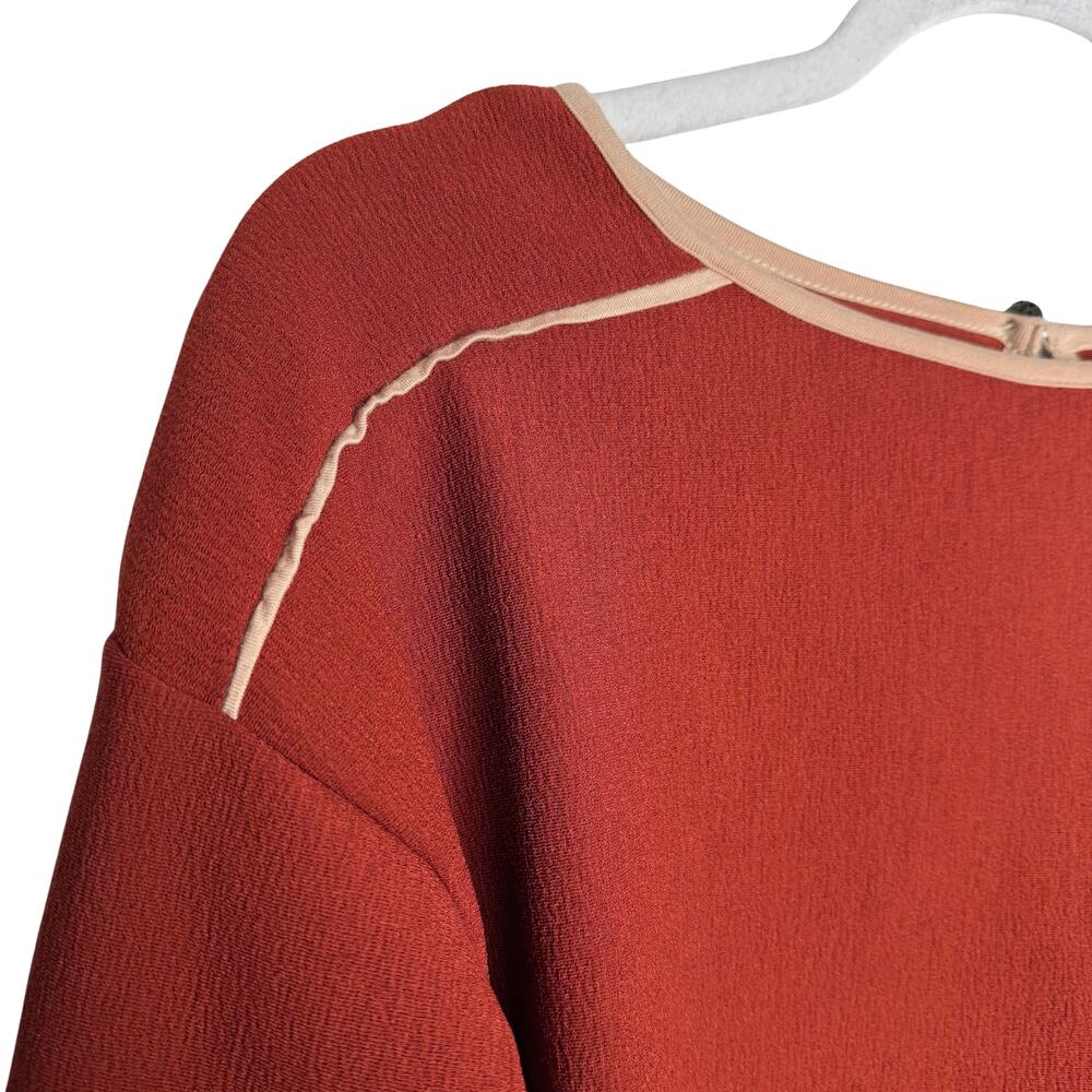 Anthropologie Maeve Contrast Trim Cropped Long Sleeve Top Size 2 Preppy Fall New - Picture 3 of 11